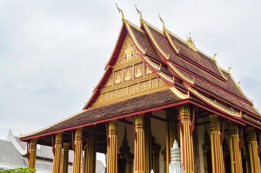Wat Ho Phakeo Temple is a Buddhist Archaic Place and Travel Attractive Landmark of Vientiane Capital City of Laos photo