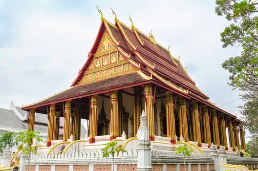 Wat Ho Phakeo Temple is a Buddhist Archaic Place and Travel Attractive Landmark of Vientiane Capital City of Laos photo
