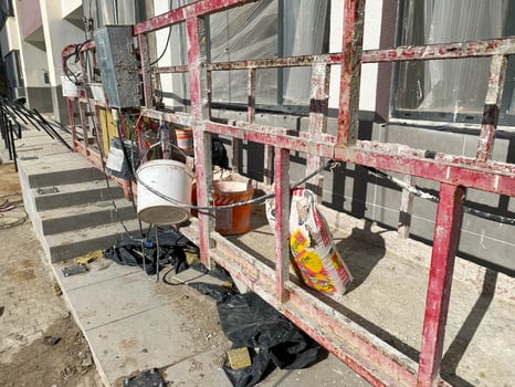 Major repairs repair of the facade of a residential building photo