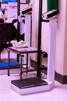 Scales and height measurements at hospital area photo