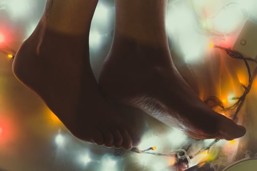 Close up woman bare feet concept photo