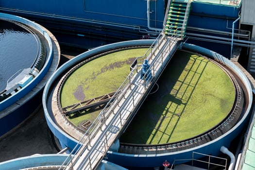Waste water treatment ponds from industrial plants photo