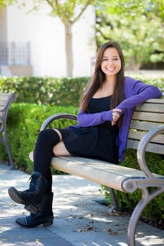 Mixed Race Female Student Portrait on School Campus photo