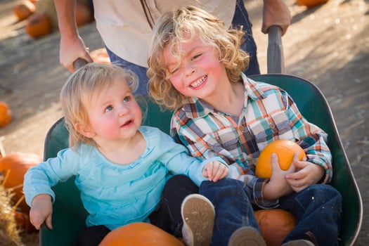 Young Family Enjoys a Day at the Pumpkin Patch photo