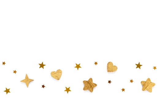 Christmas card. Background with gold stars and hearts. photo