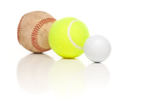 Baseball, Tennis and Golf Ball on White photo