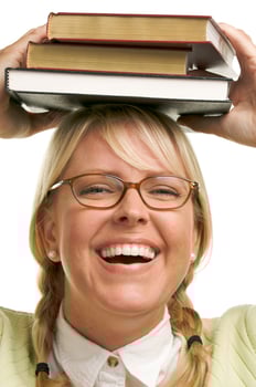 Attractive Woman with Her Books photo