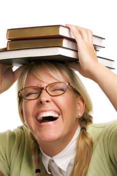 Attractive Woman with Her Books photo