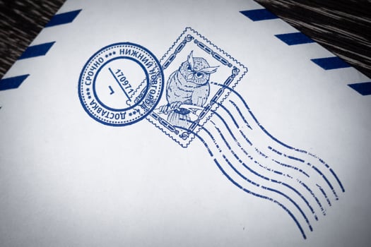 Registered letter with coat of arms and seal. photo