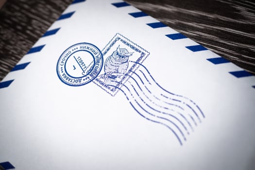 Registered letter with coat of arms and seal. photo