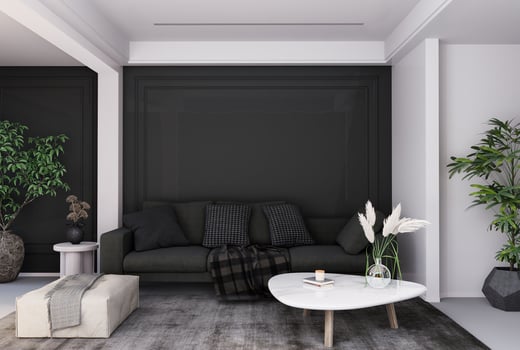 Interior modern living room wall mockup photo