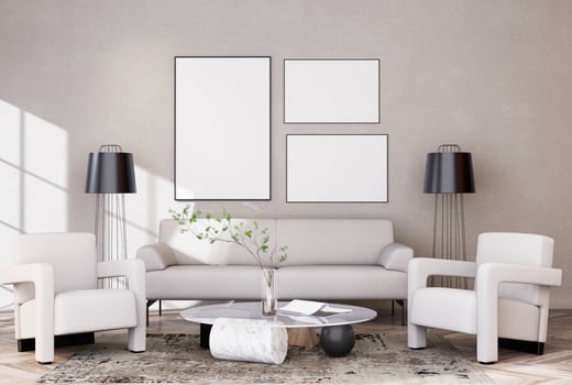 Mock up poster frame in modern interior background, living room, photo