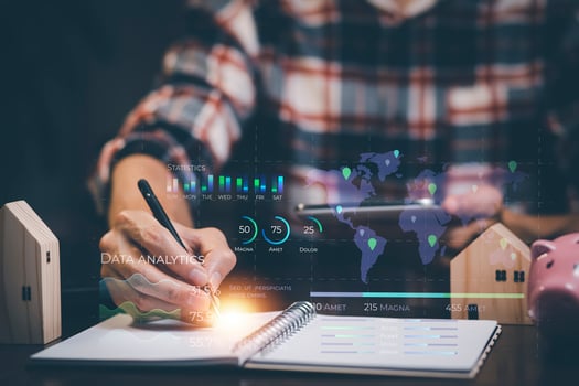 Concept of tax payment optimisation business finance,Man using calculator and taxes icon on technology screen,income tax and property, background for business, individuals and corporations such as VAT photo