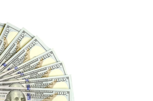 Dollar bills. American money isolated on white with copy space photo