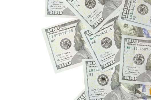 Dollar bills. American money isolated on white with copy space photo