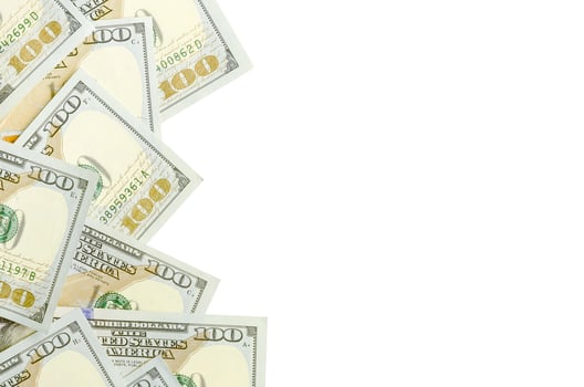 Dollar bills. American money isolated on white with copy space photo