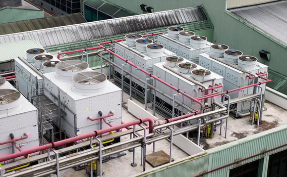 Cooling water tower on rooftop industry plant photo