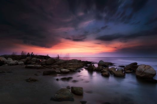 Activity on Beach at sunset photo