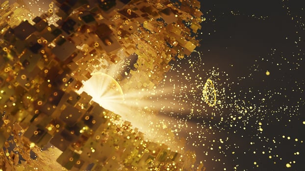 3D illustration of particles formed as a result of solar flare. photo
