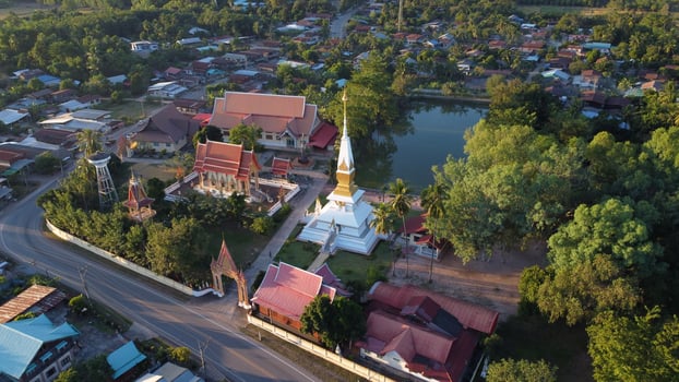 Aerial view of temple in thailand photo