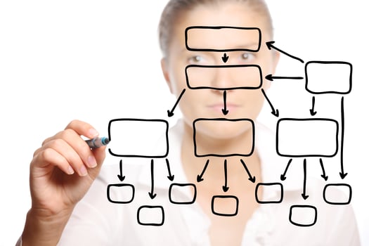 Young businesswoman drawing a diagram photo