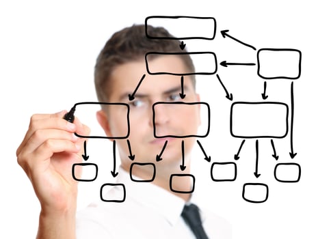 Young businessman drawing a diagram photo
