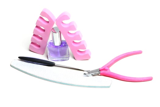 Manicure or pedicure set on white background photo