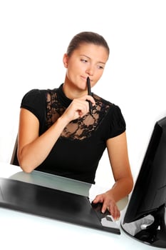 Pretty woman in the office photo