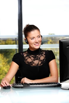 Pretty woman in the office photo