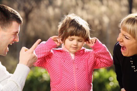 Parents shouting at an innocent child in the park photo