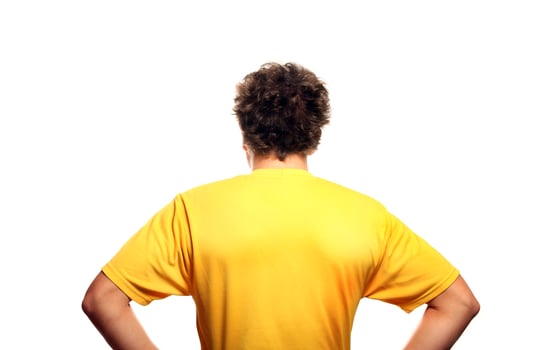 Man's back on white background photo