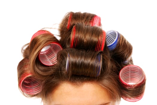 Woman with curlers photo