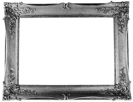 Silver frame on white background photo