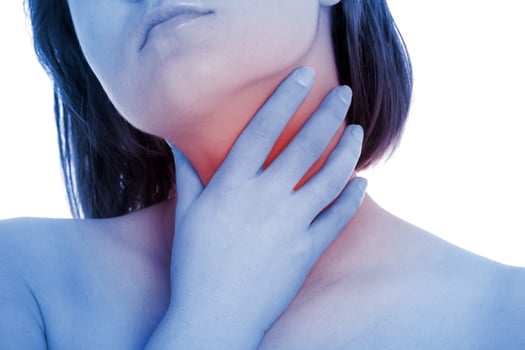 Woman with throat pain photo