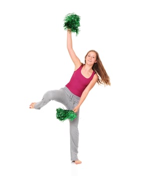 Happy young cheerleader photo