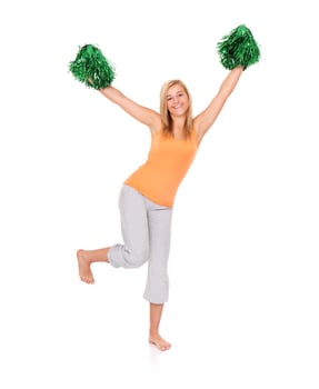 Happy young cheerleader photo
