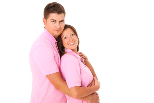 Happy couple on white background photo