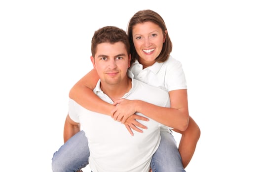 Happy couple on white background photo
