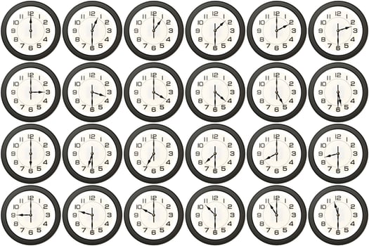 24 clocks every half hour photo