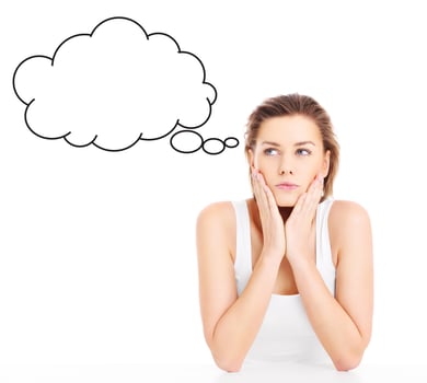 Woman lost in thoughts photo