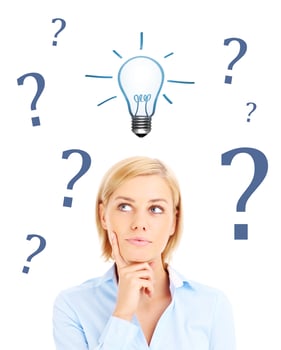 Woman idea and question photo