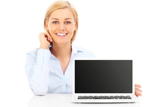 Businesswoman and laptop photo