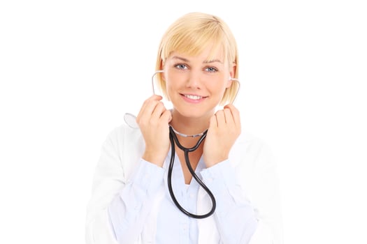 Young doctor with stethoscope photo
