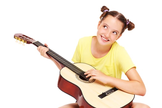 Girl and guitar photo
