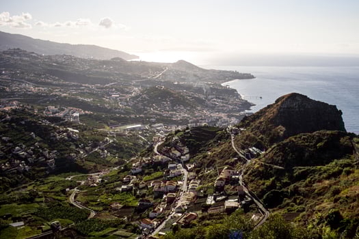 Landscape view of Madeiran hillsides, terraces and villages photo
