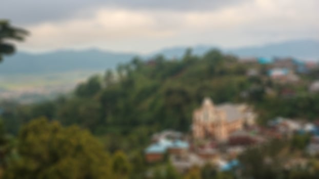 Church in a village in the hills photo