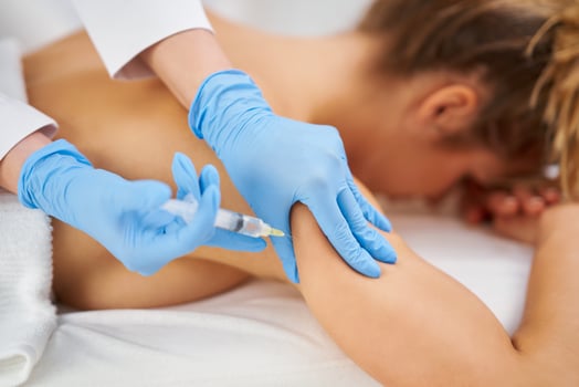 Picture of lipolysis treatment on different parts of woman body photo