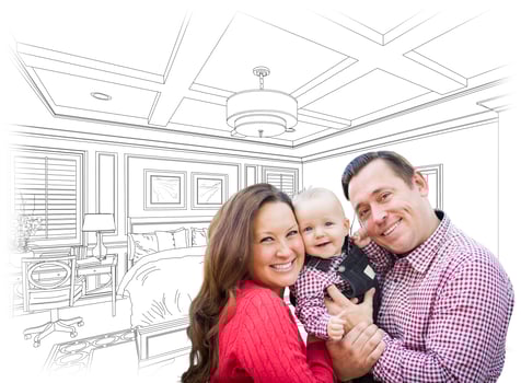 Young Family With Baby Over Bedroom Drawing photo