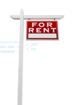 Right Facing For Rent Real Estate Sign Isolated on a White Background. photo
