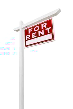 Right Facing For Rent Real Estate Sign Isolated on a White Background. photo